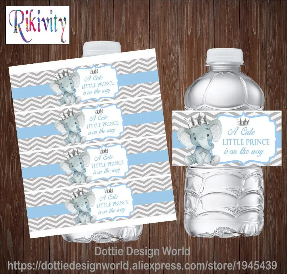 20 пользовательских серых полосок слон День Рождения вечерние бутылки воды вина