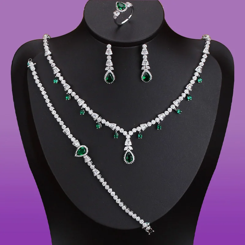 

TIRIM Дубай Свадебные циркониевые Ювелирные наборы для женщин для вечеринки Роскошные Очаровательные Нигерии CZ Кристал для свадьбы, помолвки...