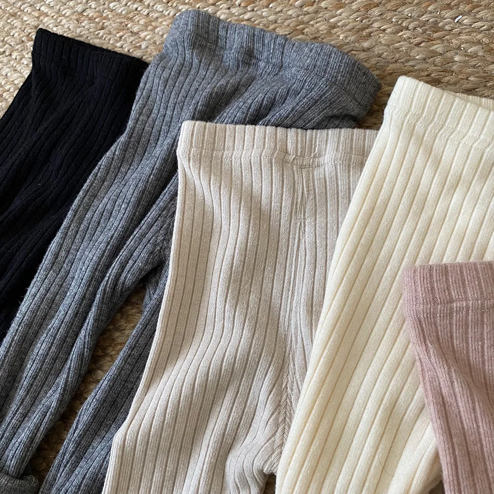 

Kids Girls Leggings Toddler Children Ribbed Cotton Bottom Pants For Girls Solid Color Elastic Waist Leggings Pants