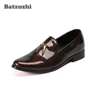 batzuzhi men shoes luxury designer genuine leather slip on mens loafer shoes brown italian style dress loafers men moccasins