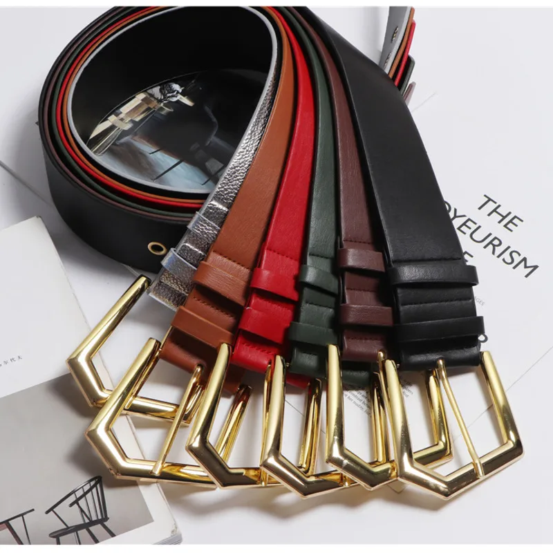 

Fashion Polygonal Buckle Women's Wide Belts PU Leather Cummerbund Decoration