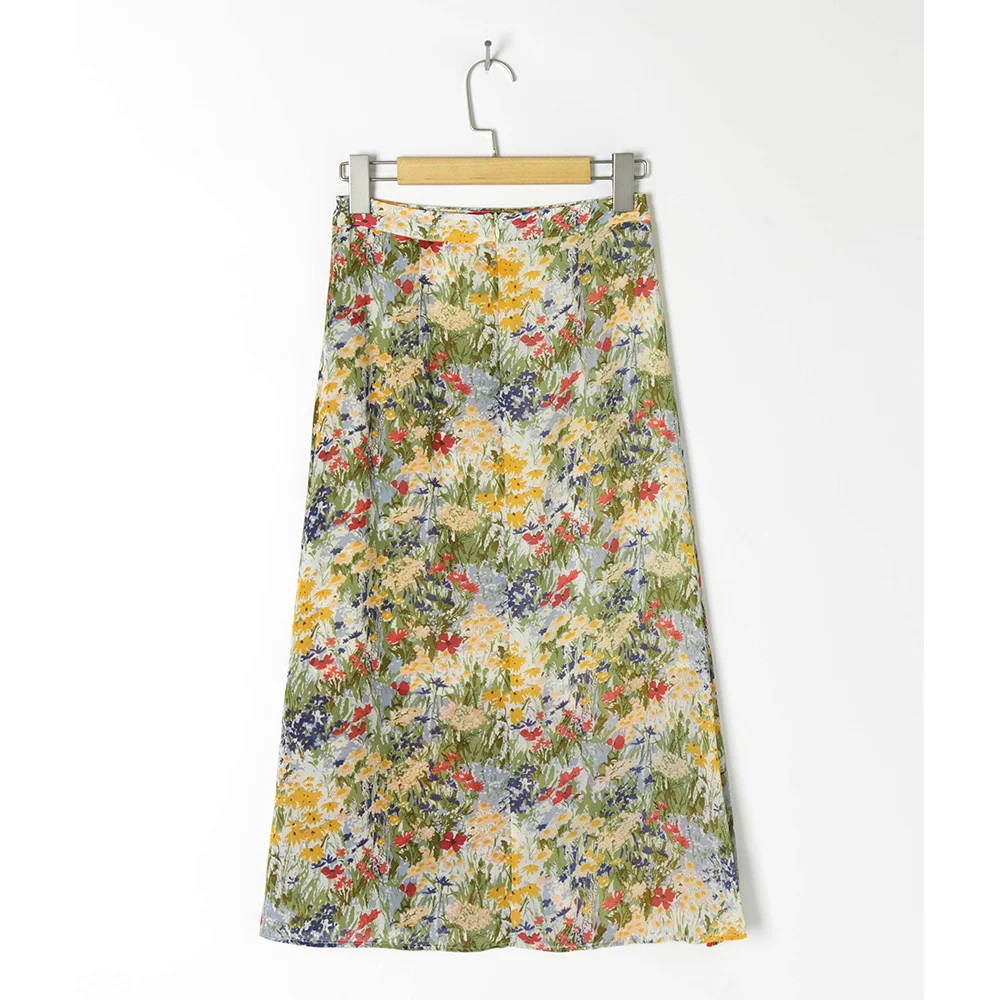 женские юбки 2021 винтажный цветочный принт юбка летняя с высокой талией задняя
