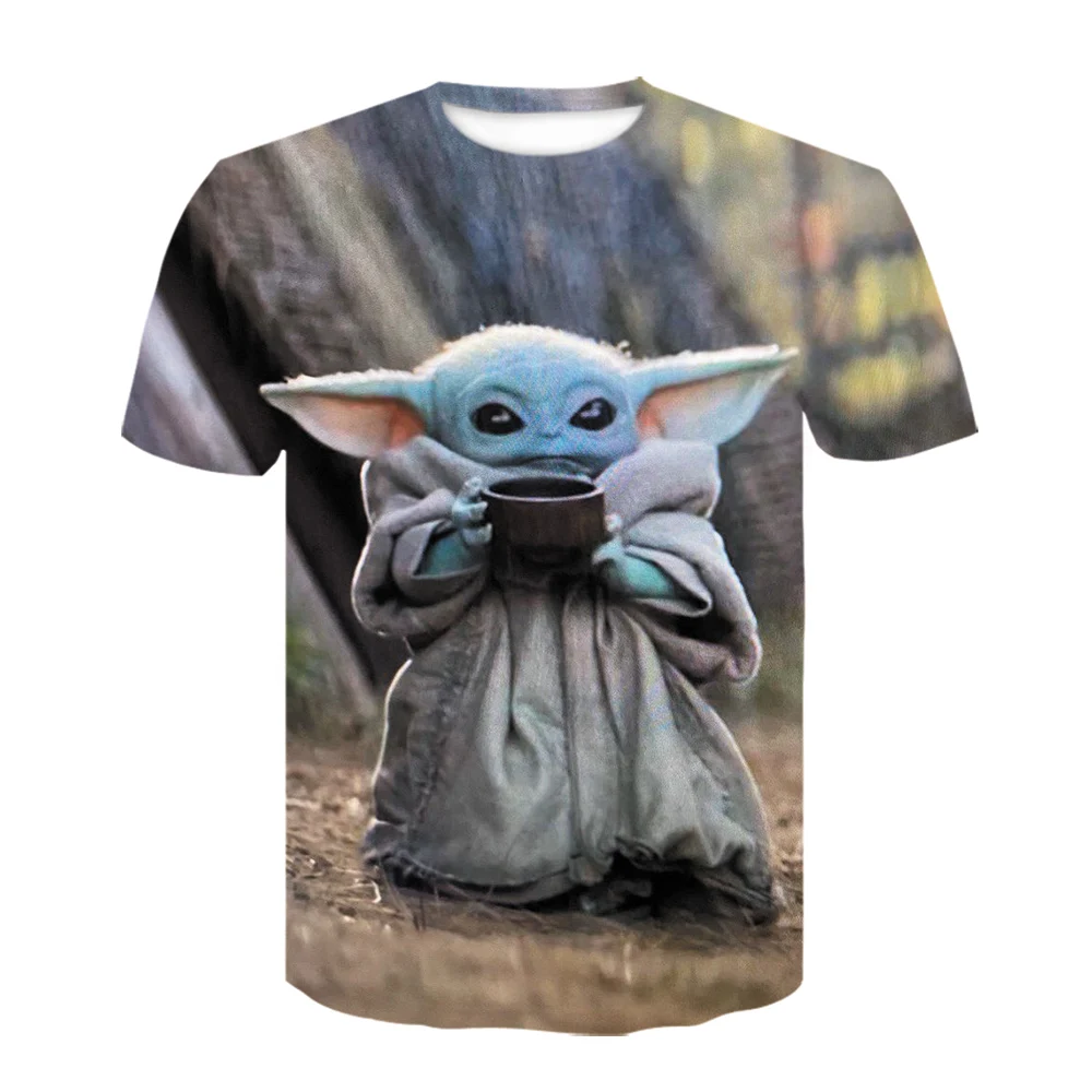 Детская футболка Yoda The Mandalorian забавная с 3D принтом мужская одежда короткими