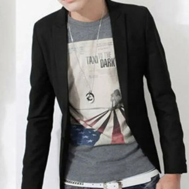 

Men Formal Suit Blazer Coat Business Office Work One Button Slim Plain Jacket