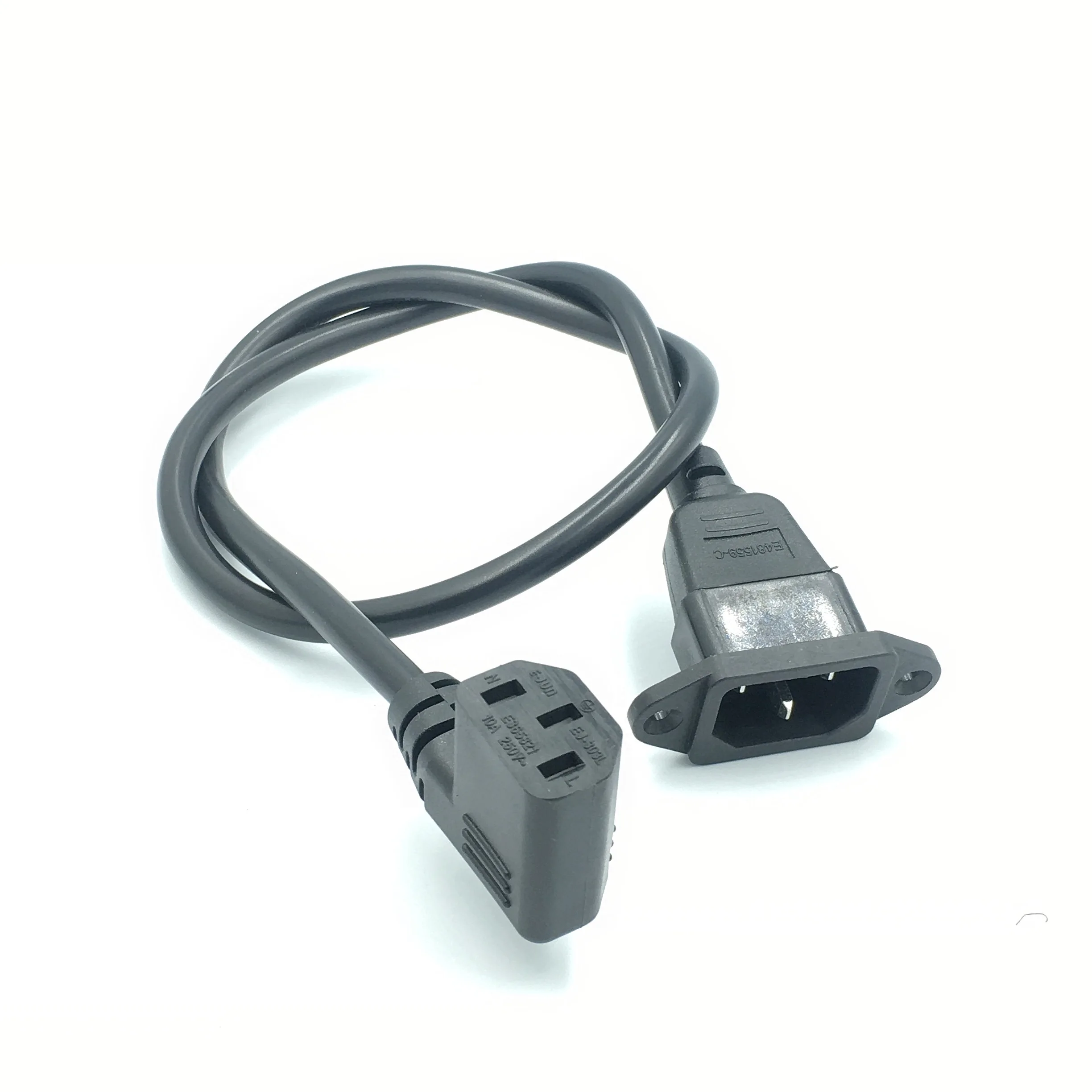 

Удлинительный шнур IEC320 C14-C13, C14 с отверстиями для винтов и прямоугольным коротким С13, длина 30 см/60 см, H05VV-F 3G 0,75 мм