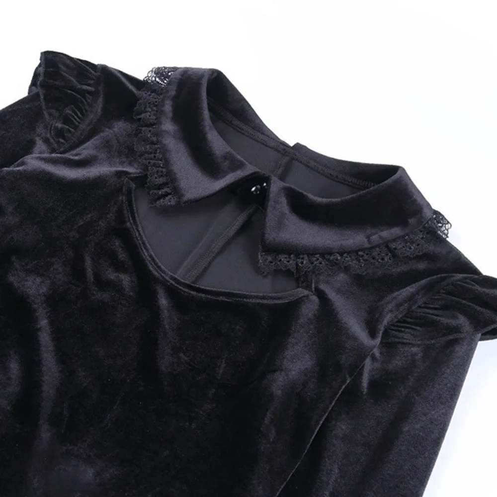 2019 женские платья черное сексуальное готическое кружевное плиссированное