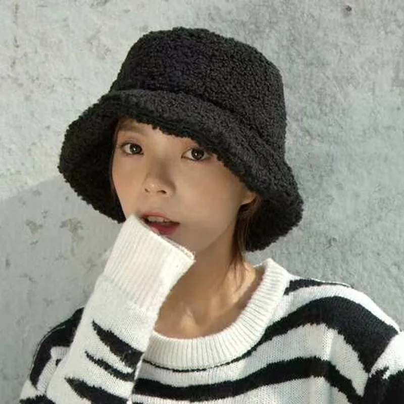 Зимняя шапка-ведро из искусственного меха для женщин и девушек модная однотонная