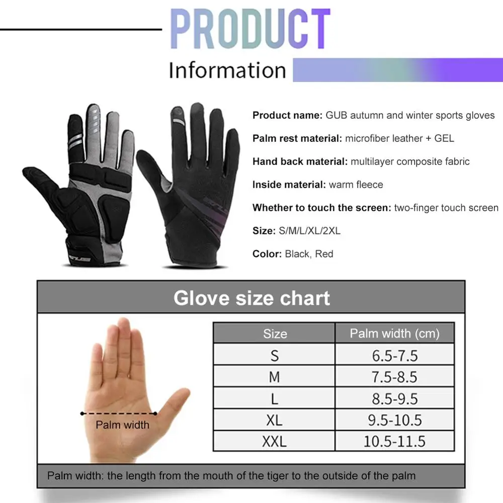 

1 Pair Cycling Gloves Autumn Winter Windproof GEL Touch Screen Bike Gloves MTB Breathable Full Finger Shockproof Sport Gloves