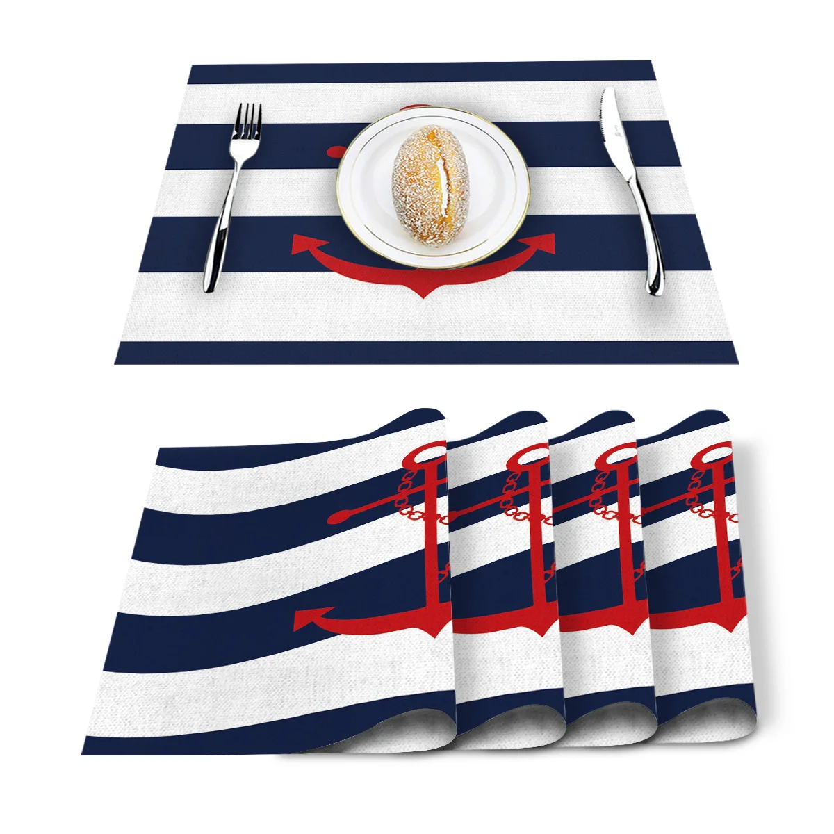 4 6 штук в партии комплект Коврики на стол простой сине белые полоску с принтом