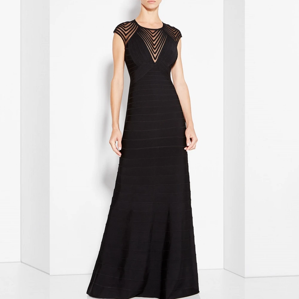 2019 New Fashion Mermaid Beige Black Long Bandage Dress Backless Celebrity Party Evening Gown ocassion Vestidos Gule Wholesale | Женская