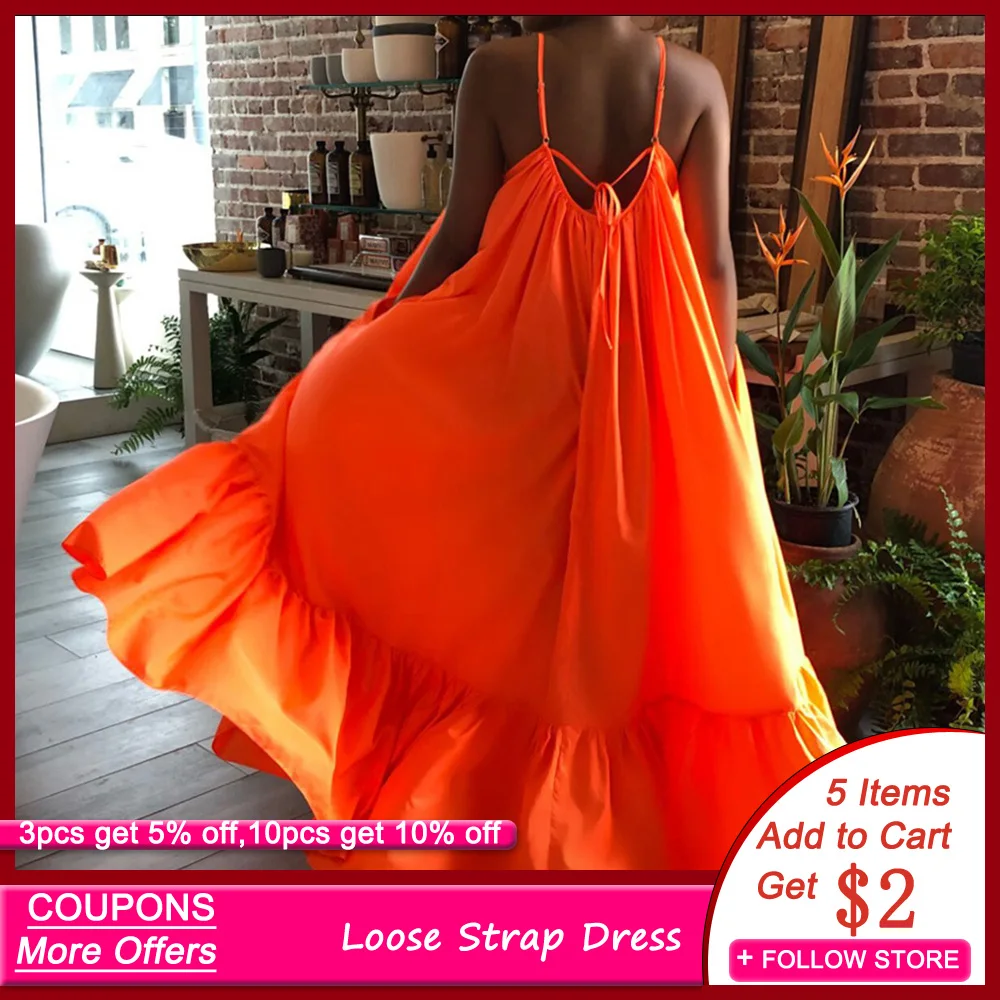 Женское платье на бретельках повседневное летнее сексуальное длинное большого