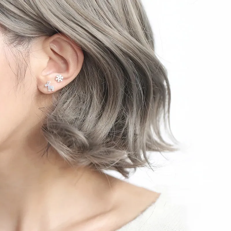 Модные серьги из стерлингового серебра 925 пробы рождественские в виде лося и