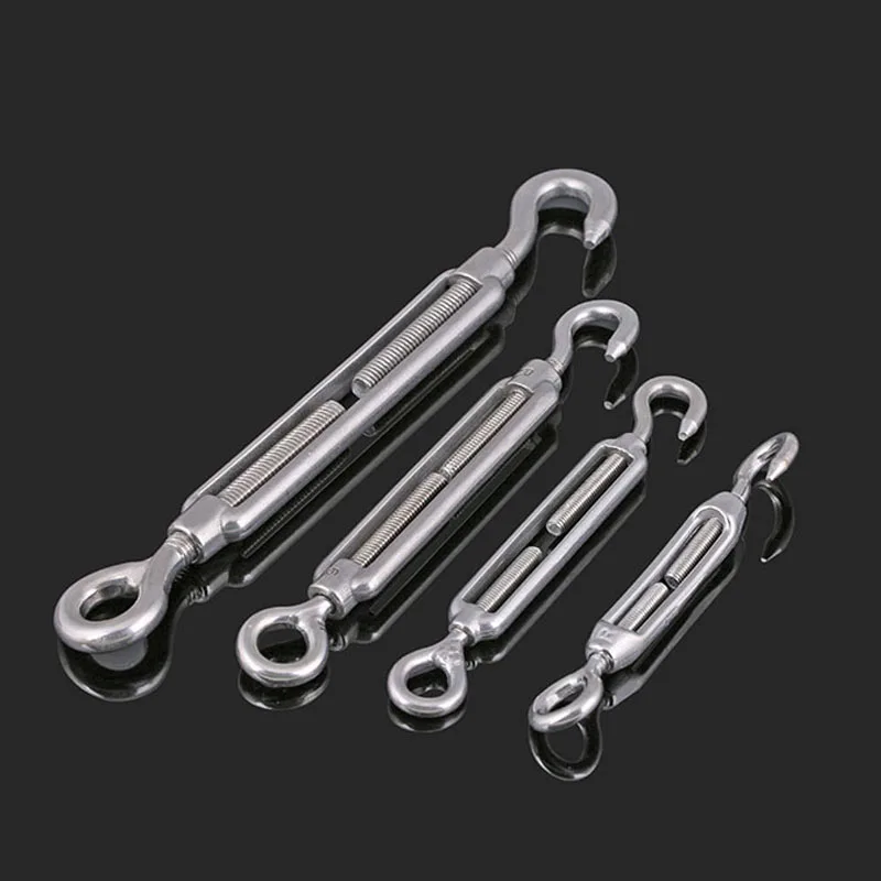 

304Stainless Steel Hook-to-Eye Turnbuckles Wire Rope Tension Adjust Chain Rigging M4~M16