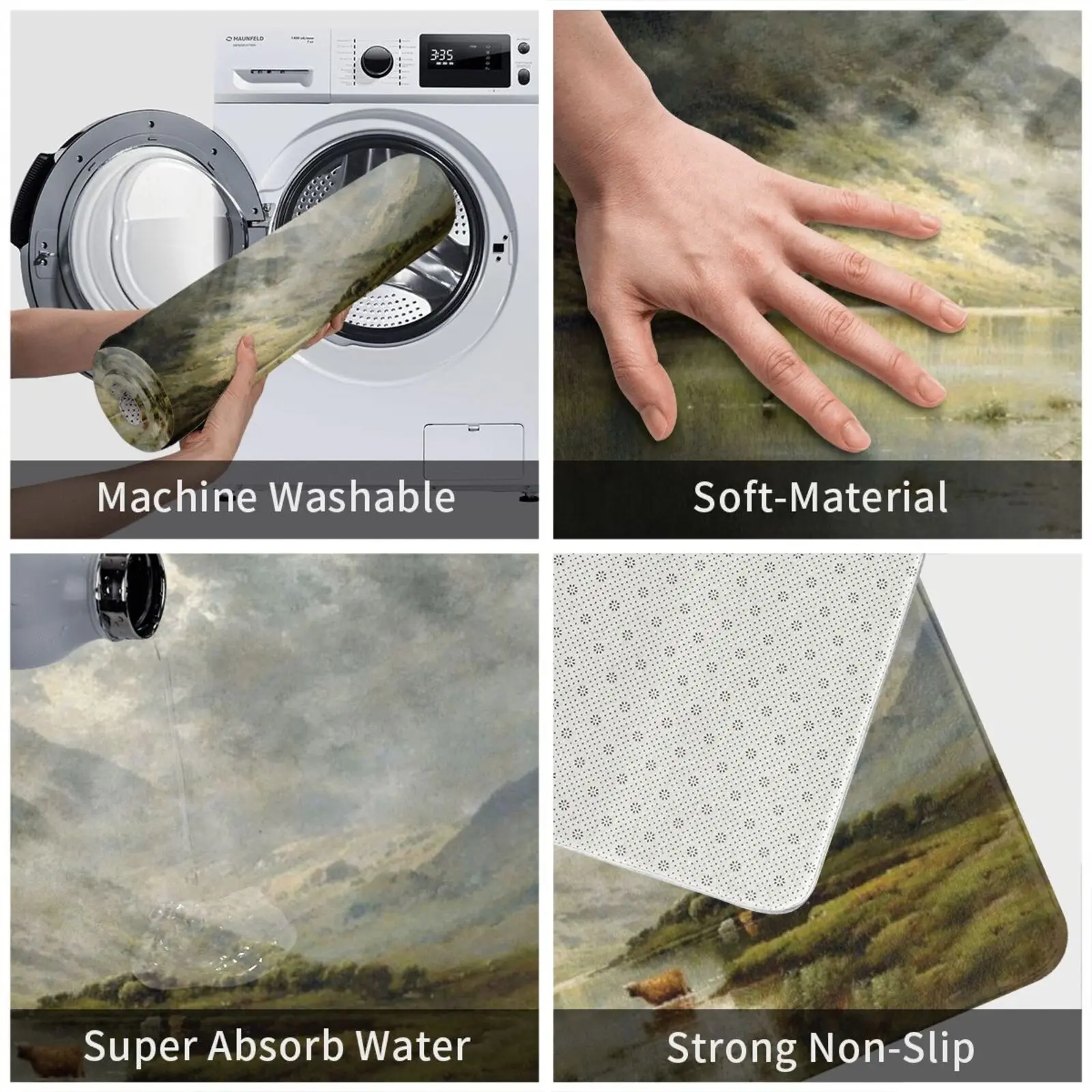 Перед пейзажем с коровом крупного рогатого скота на озере краска масляной основе