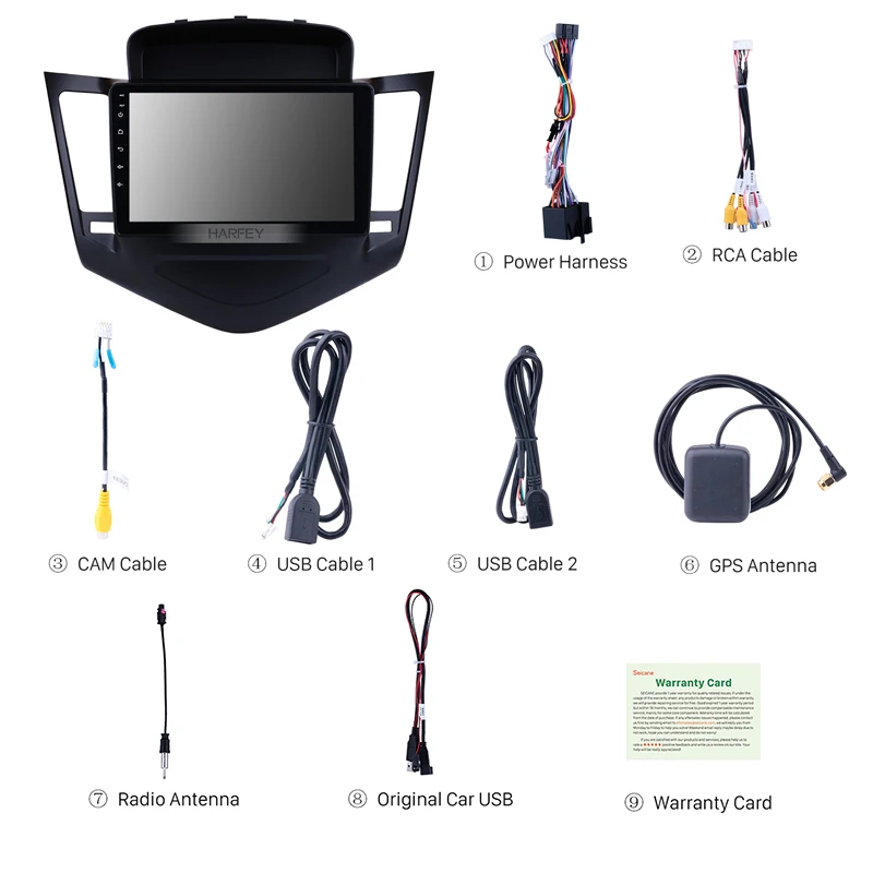 Автомобильный мультимедийный плеер Harfey радио с GPS Nav Bluetooth USB OBD2 Wi Fi SWC для Chevrolet Cruze