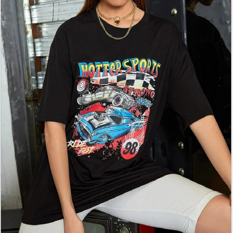 

Vintage Car T Shirt Women Casual Short Sleeve Black T-shirts Fashion Cute Tees Graphic Tees Womens Tees Tops Female Summer 2021