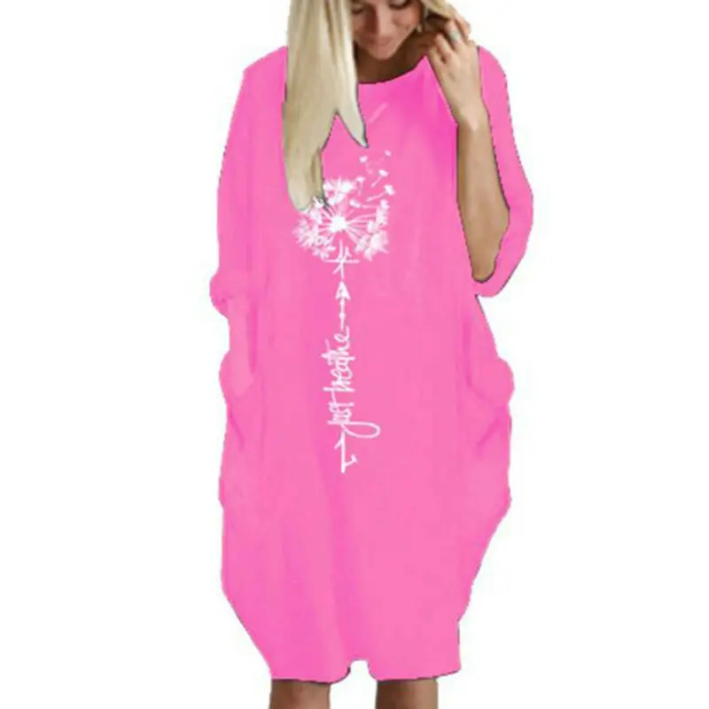 

Женское платье с принтом одуванчика, Повседневное платье до колен с рукавом до локтя, Модный летний пуловер в праздничном стиле, женская оде...