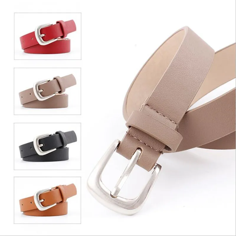 

New Womens Wide Black Silver Brown Leather Belt Ladies Silver Pin Buckle Waistbands Strap Belts for Women Jeans Pants