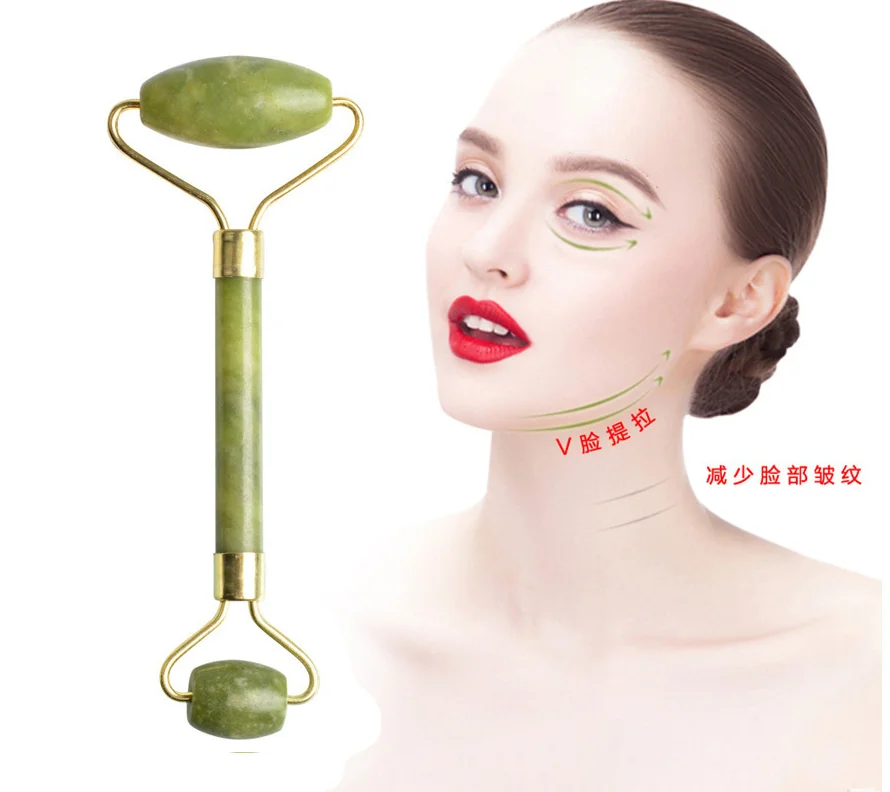 Нефритовый массажный ролик для лица и шеи натуральный массажер набор скребков