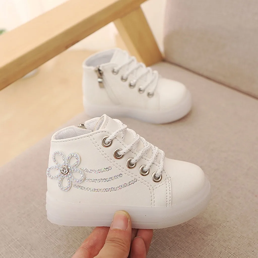 Детская обувь для маленьких девочек цветочный светодиодный светильник