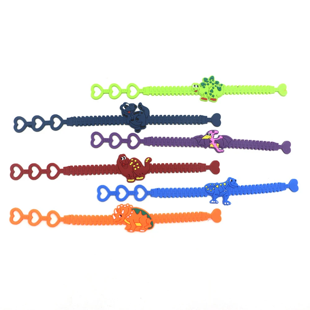 

12pcs/set Cute Dinosaur Wristband Adjustable Bracelet Kids Birthday Party Gift Child Rubber Dinosaurs Bracelets