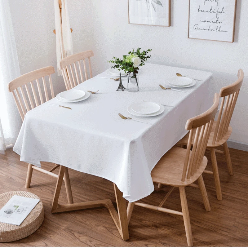 Solid Color White Table Cloth Tablecloth Fashion Dinner Room Cloth Plain Table Cover manteles para mesa rectangulares en tela