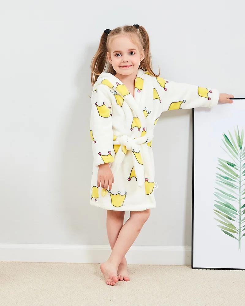 

Kids Bathrobe Pajamas Children's Clothing Baby Robe Cartoon Hoodies robe Boys Girl Sleepwear soft comfortable Flannel pajamas