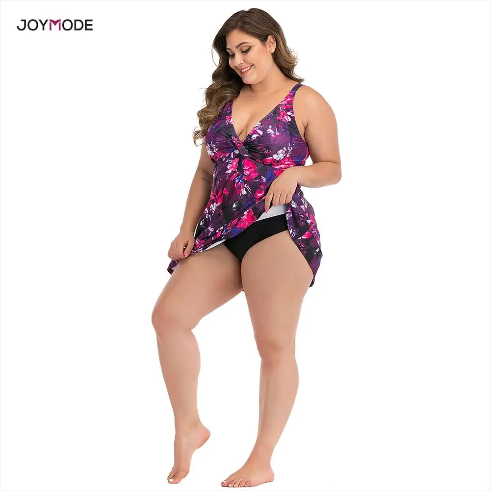 JOYMODE Plus Size Women One Piece Swimdress Femme Bodysuit Female Bathing Suit Floral Print Beachwear Deep V Neck Bashing | Спорт и