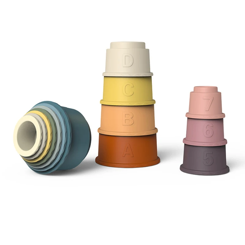 

Children's Early Education Silicone Building Block Baby Folding Music Pile Cup Biting Music kids Stacking Ring Game Toys