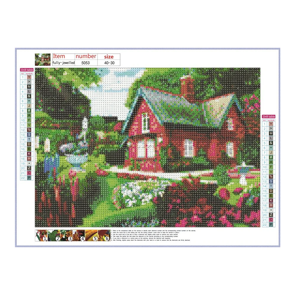 Полная дрель круглая Алмазная Картина Пейзаж деревня Весна 5D алмазная вышивка