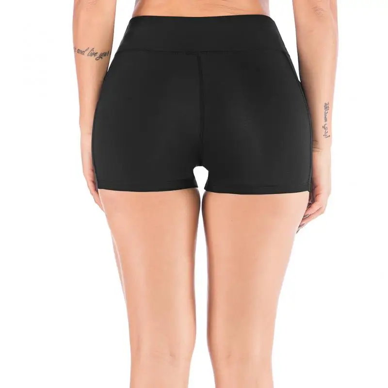 Женские спортивные шорты для йоги с высокой талией велосипедные карманами