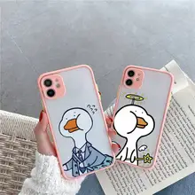 Funny Creative Animal Duck Phone Case Matte Transparent for iPhone 7 8 11 12 s mini pro X XS XR MAX Plus cover funda