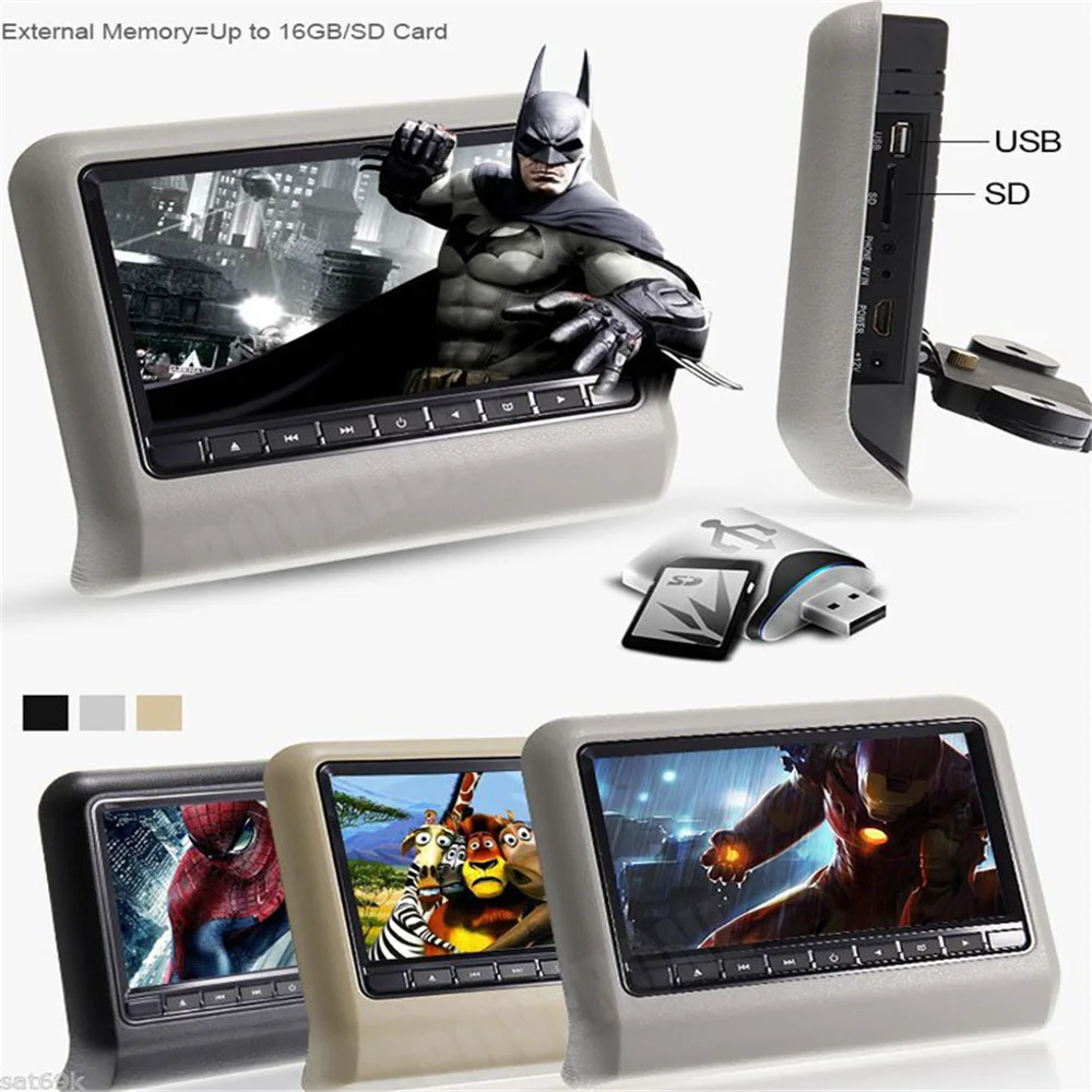 2 шт. X 9 дюймовый автомобильный подголовник DVD плеер TFT ЖК экран RCA монитор Encosto de