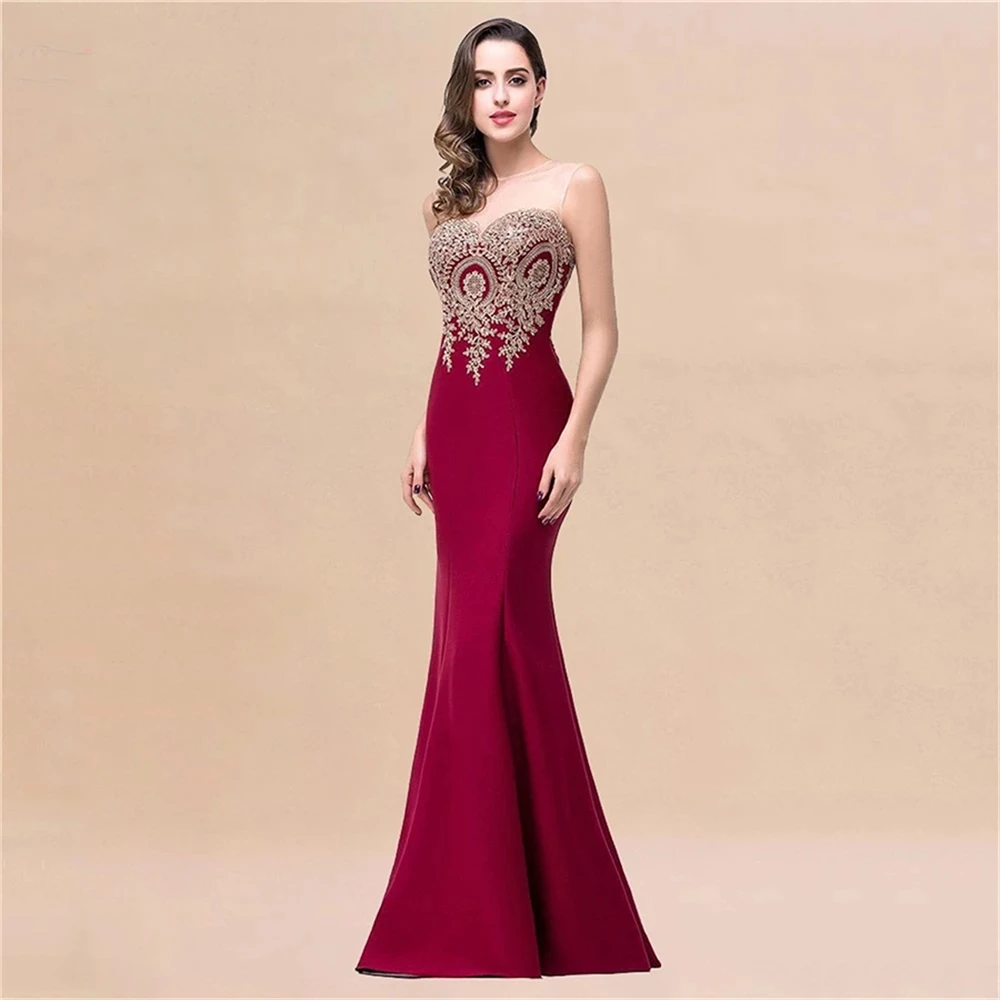 S-4XL Plus Size Mermaid Evening Dresses Long Sexy Engagement Robe Birthday Gift Women Gold Lace Backless Sleeveless Sweet Heart