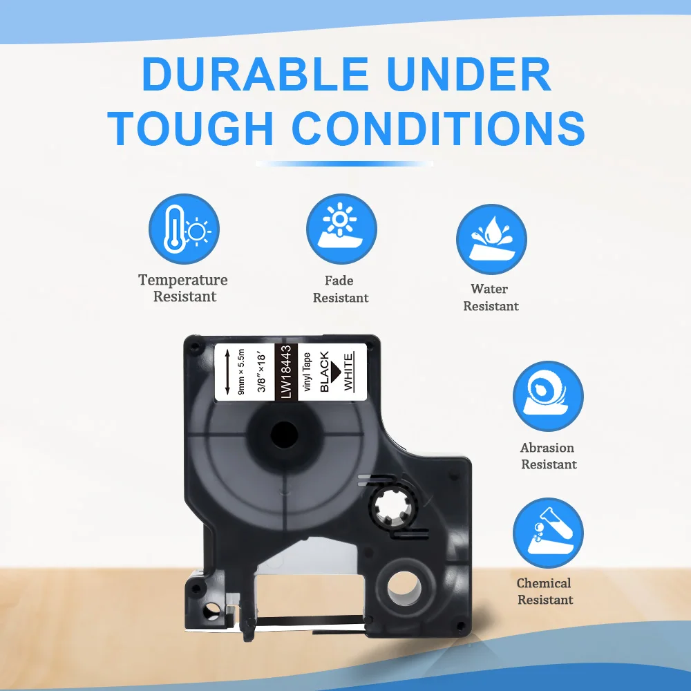Labelwell 5pk виниловые промышленные этикетки 18445 19 мм совместимые с dymo rhino IND для Rhino 6000
