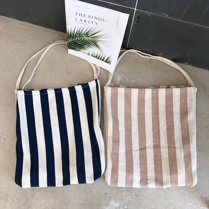 Youda большая вместительность простая полосатая Холщовая Сумка Классический
