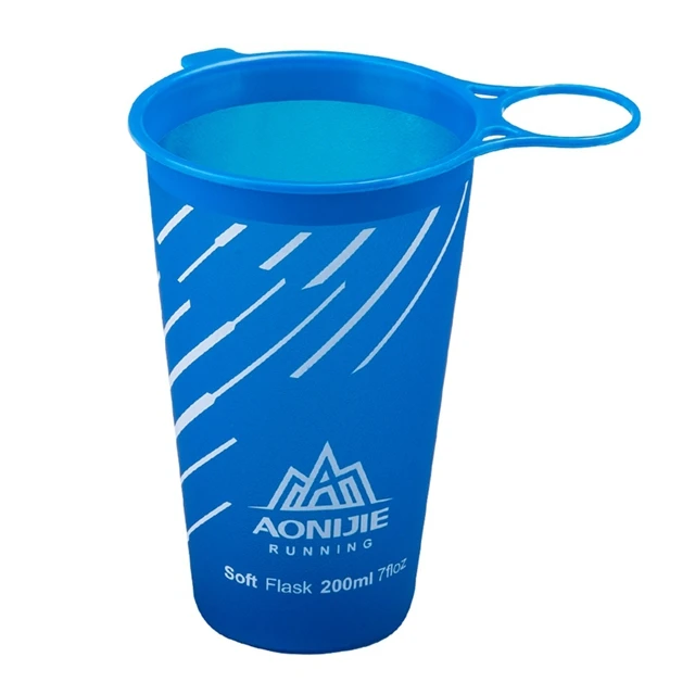 New Blue AONIJIE 200 мл мягкая чашка складная сумка для воды без бисфенола нетоксичный Сверхлегкий для спорта на открытом воздухе марафон Велоспорт 3 цвета ТПУ - Цвет: New Blue