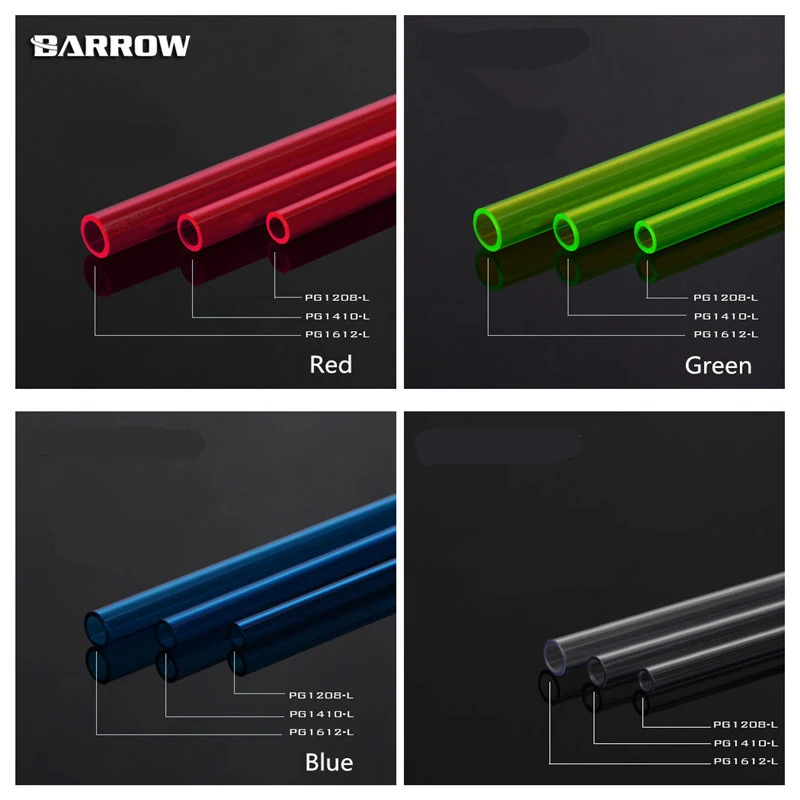 Barrow 2 шт. PETG жесткий тюбик прозрачный/синий/зеленый/ID 8 мм/redod 12 мм-id 10 мм/OD 14 16 мм