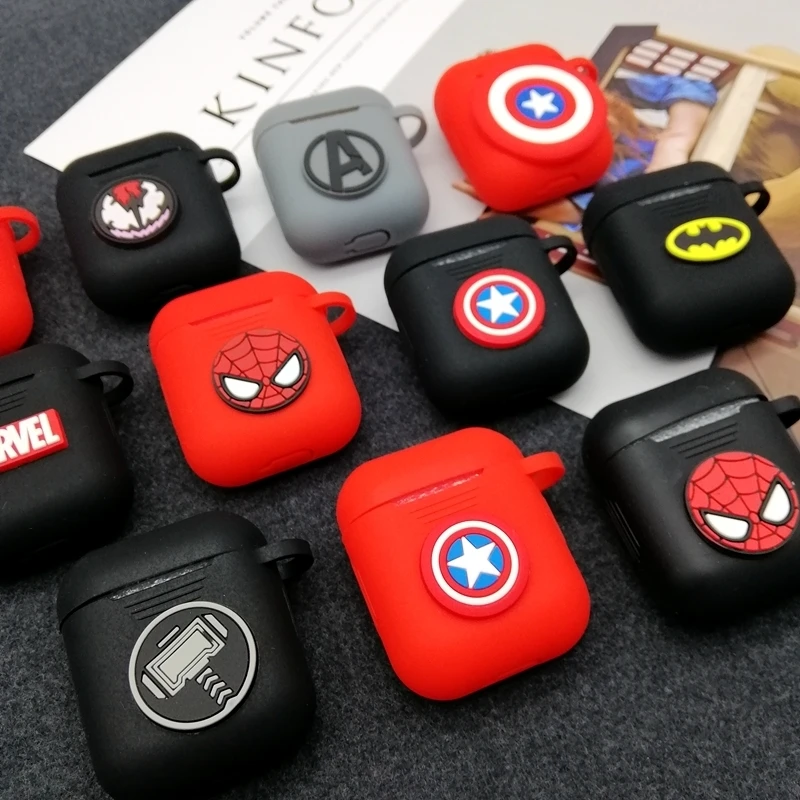 Marvel, Человек-паук, Супермен, беспроводные наушники, Airpods, чехол, сумка для Apple AirPods1/2, черный, красный, Бэтмен, bluetooth-гарнитура, коробка