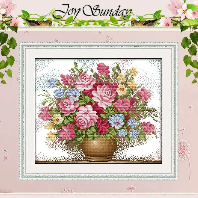 Розовые розы узоры Счетный крест 11CT 14CT наборы крестиков китайский цветок вышивка