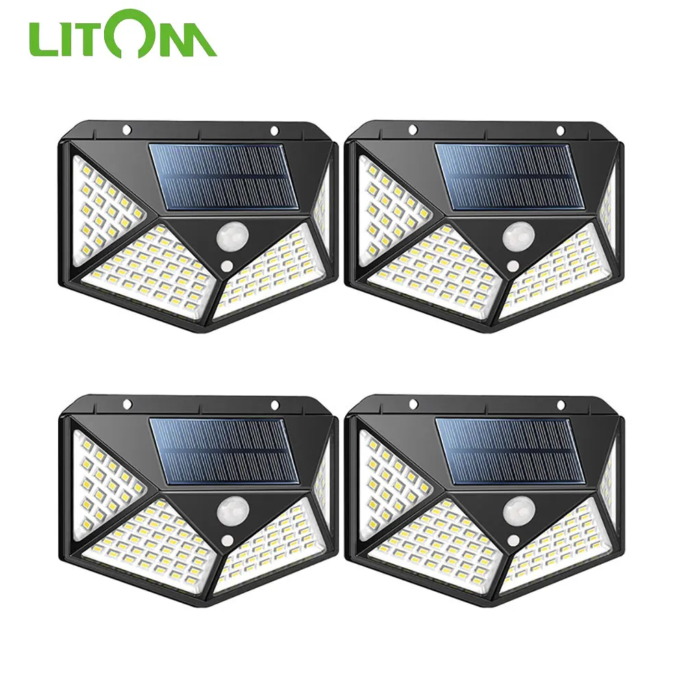 1/2/4 шт. светодиодный светильник на солнечной батарее 100 светодиодов IP65