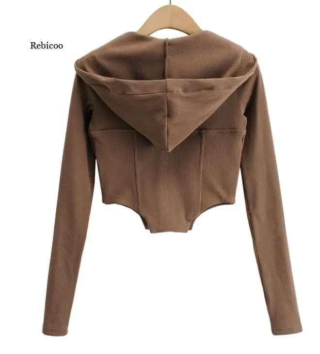 

Fashion New Spring Women's Short Sling Hooded Sports 2-Piece Suit Sweater