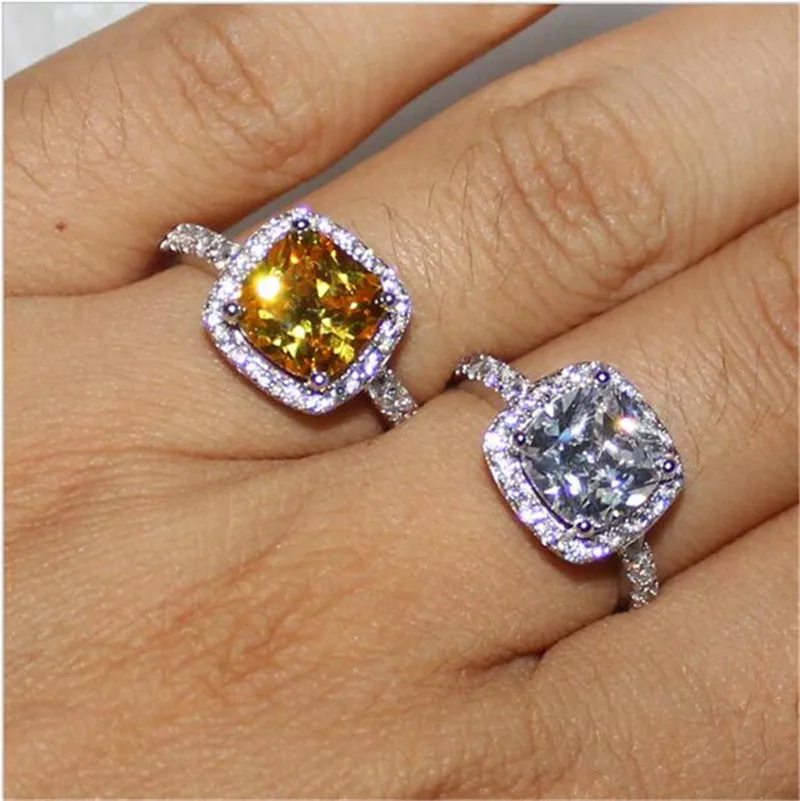 Женские обручальные кольца из стерлингового серебра 5 6 пробы с фианитом А 3