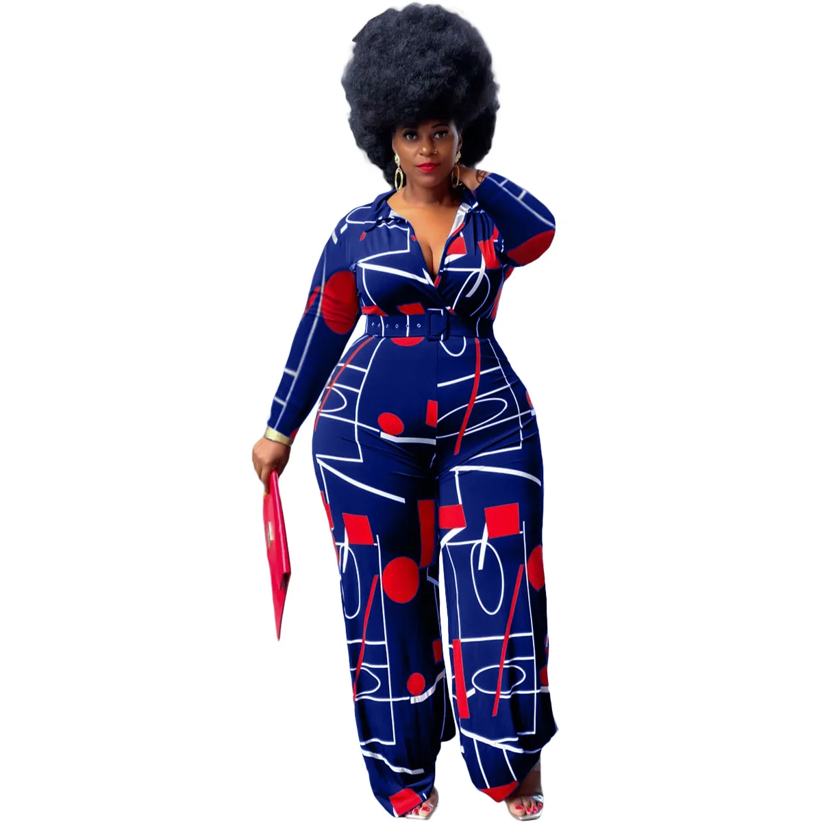 

HAOOHU Sexy Jumpsuits for Women V-neck Long Sleeve Wide Leg Rompers One Piece Boho Printed Playsuit Plus Size Festival Outfits