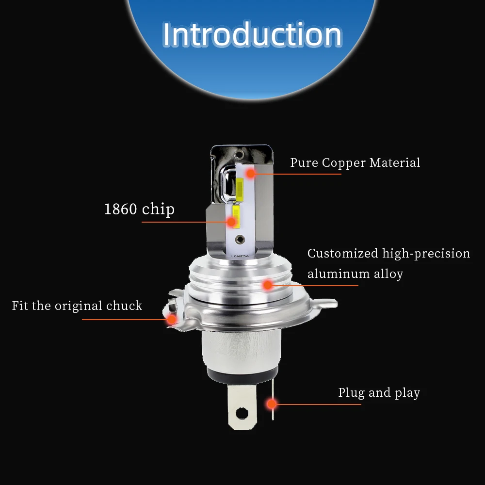 YM E-Bright светодиодный csp мотоциклетный налобный фонарь H4 1860 M2A дальний/ближний свет