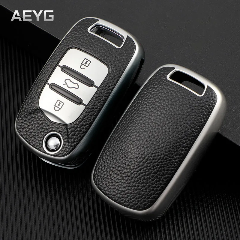 

Leather Style Car Key Case Cover Shell For Baojun 560 Rs-5 530 630 310 E100 310W 510 730 360 Holder Fob keychain Accessories