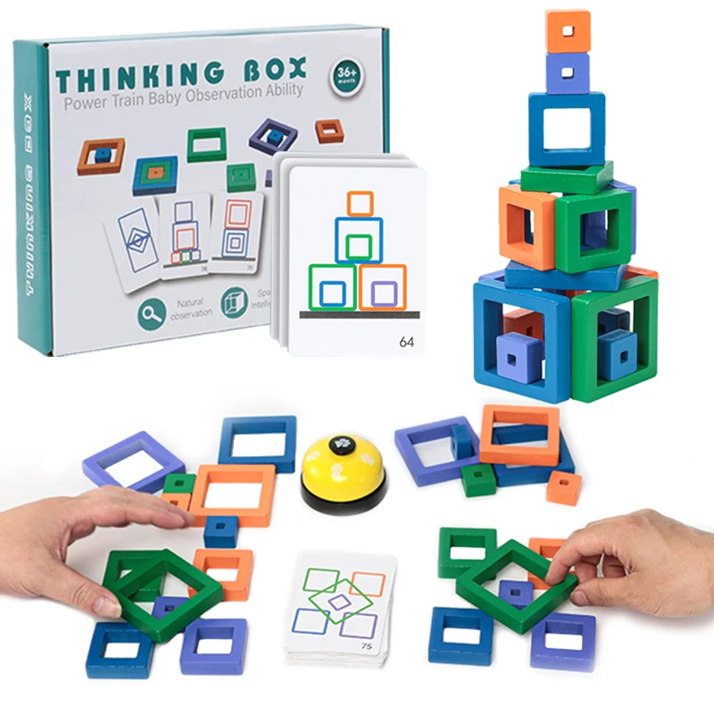

Children Logical Thinking Games Square Blocks Toys Geometric Shape Cards Matching Games Educational Wooden Puzzle Toys For Kids