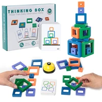 children logical thinking games square blocks toys geometric shape cards matching games educational wooden puzzle toys for kids