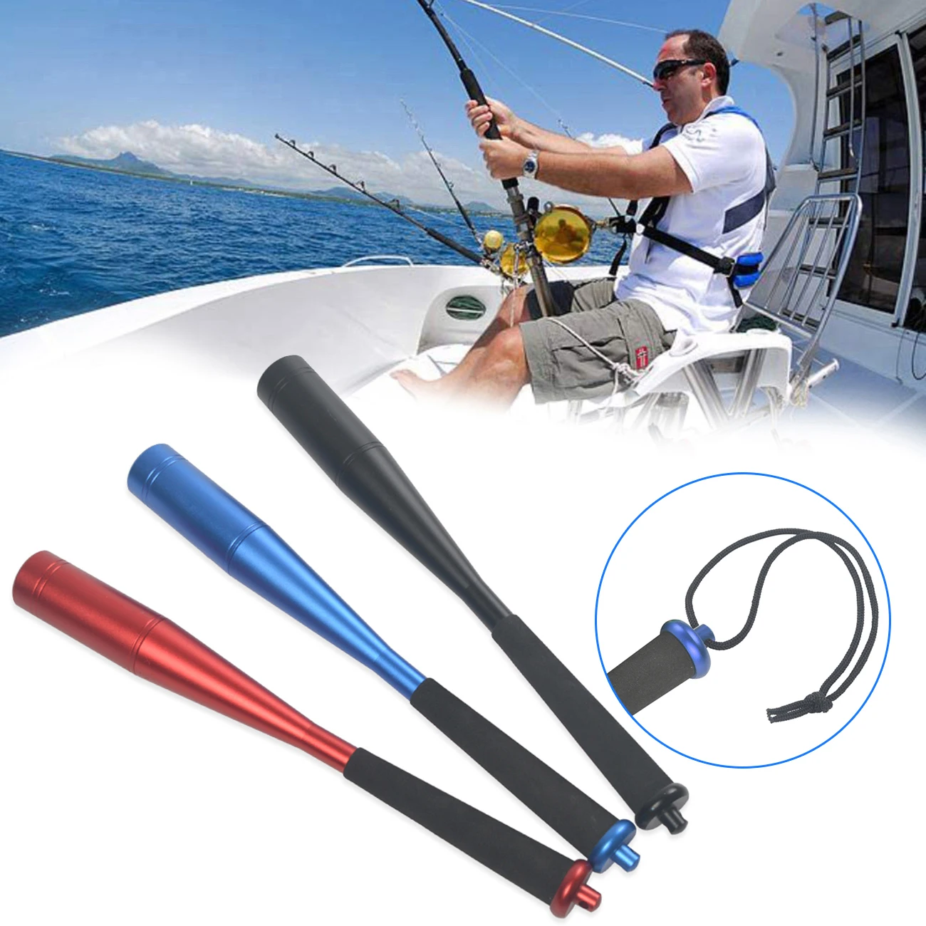 

1 Pcs Fish Whacker Fishing Tackle Aluminum Alloy Fish Hammer Knock Fish Stick With EVA Handle Portable Fishing Tools