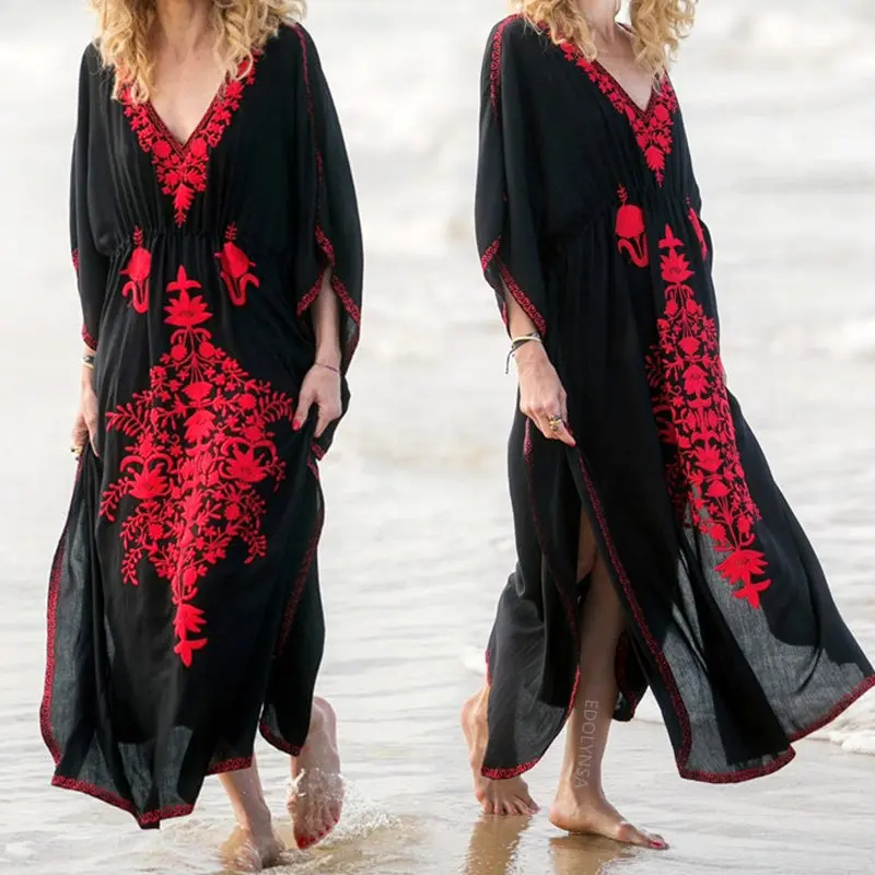 854 Хлопок, длинное пляжное покрытие, женские платья, Robe de Plage Vestidos, Плайя, бикини, накидка, парео, Пляжная туника - Цвет: 854